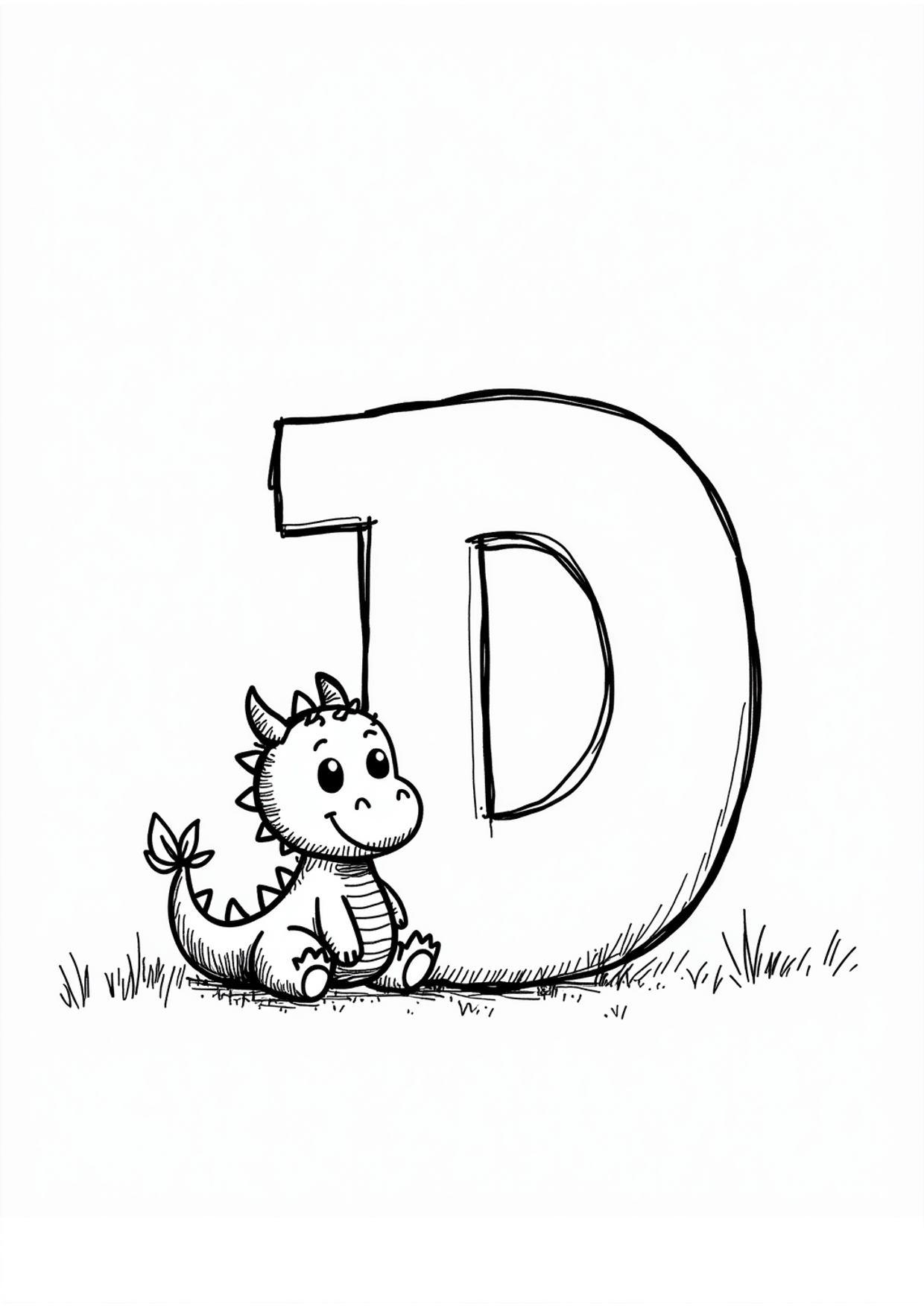 Ausmalbild Ausmalbild Buchstabe D wie Drache, kostenlos zum Ausdrucken
