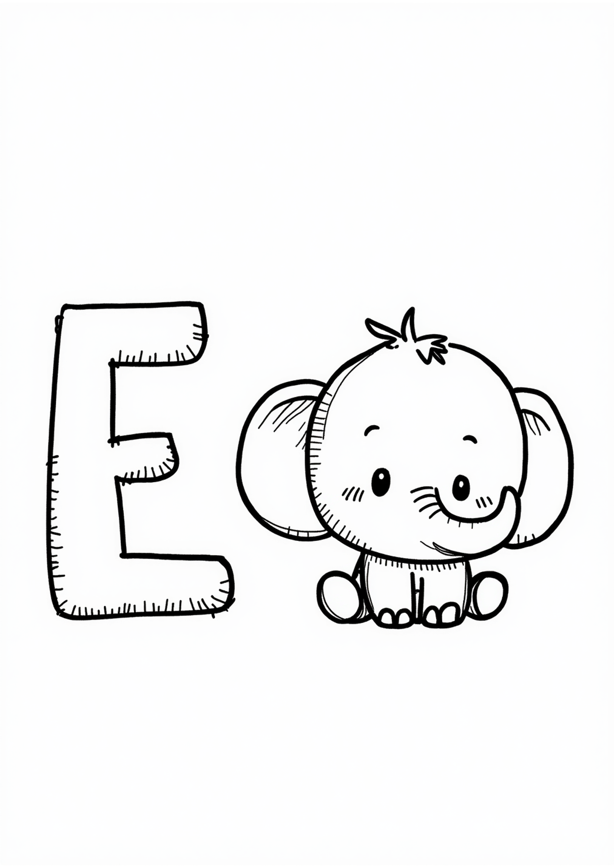 Ausmalbild Ausmalbild Buchstabe E wie Elefant, kostenlos zum Ausdrucken