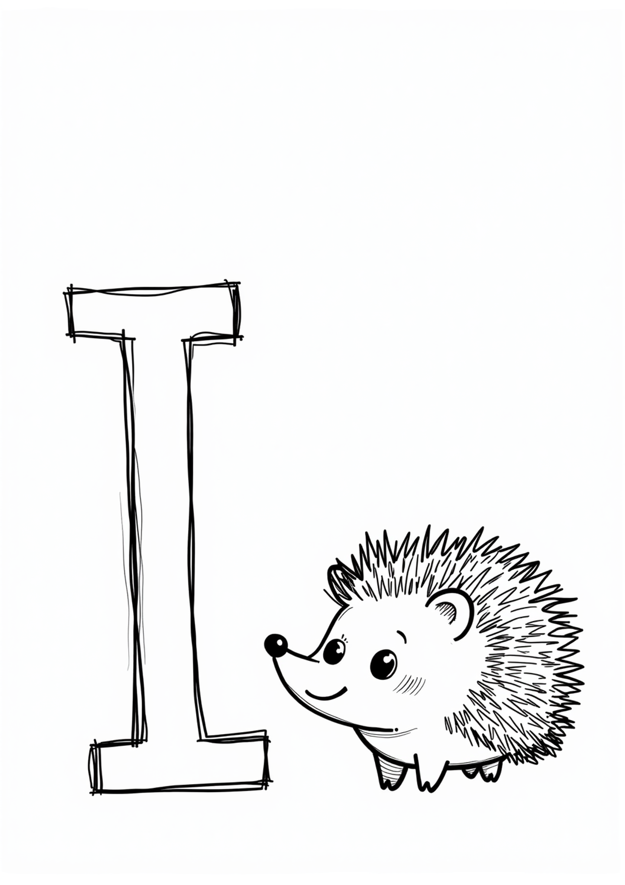 Ausmalbild Ausmalbild Buchstabe I wie Igel, kostenlos zum Ausdrucken