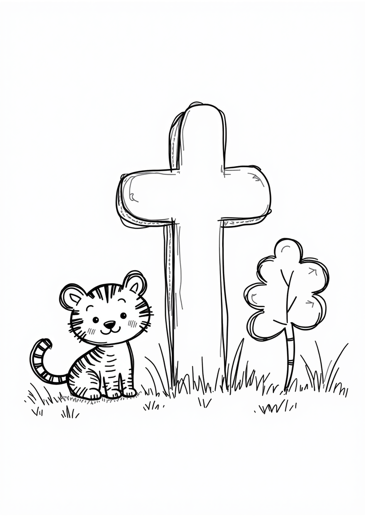 Ausmalbild Ausmalbild Buchstabe T wie Tiger, kostenlos zum Ausdrucken