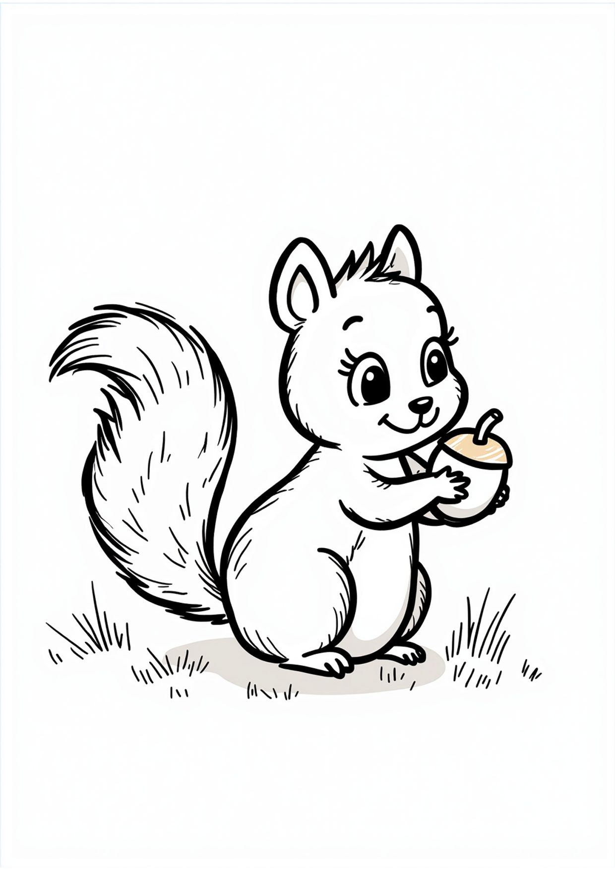 Ausmalbild Ausmalbild Eichhörnchen mit Nuss, kostenlos zum Ausdrucken