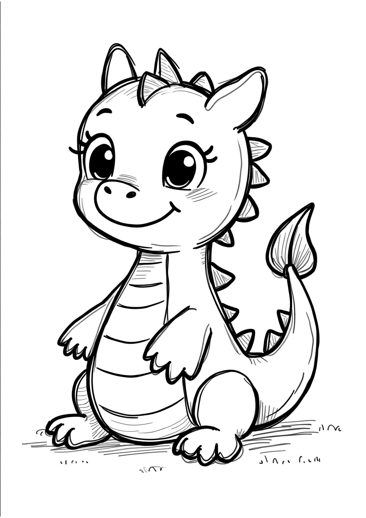 Ausmalbild Ausmalbild Drache der lacht, kostenlos zum Ausdrucken
