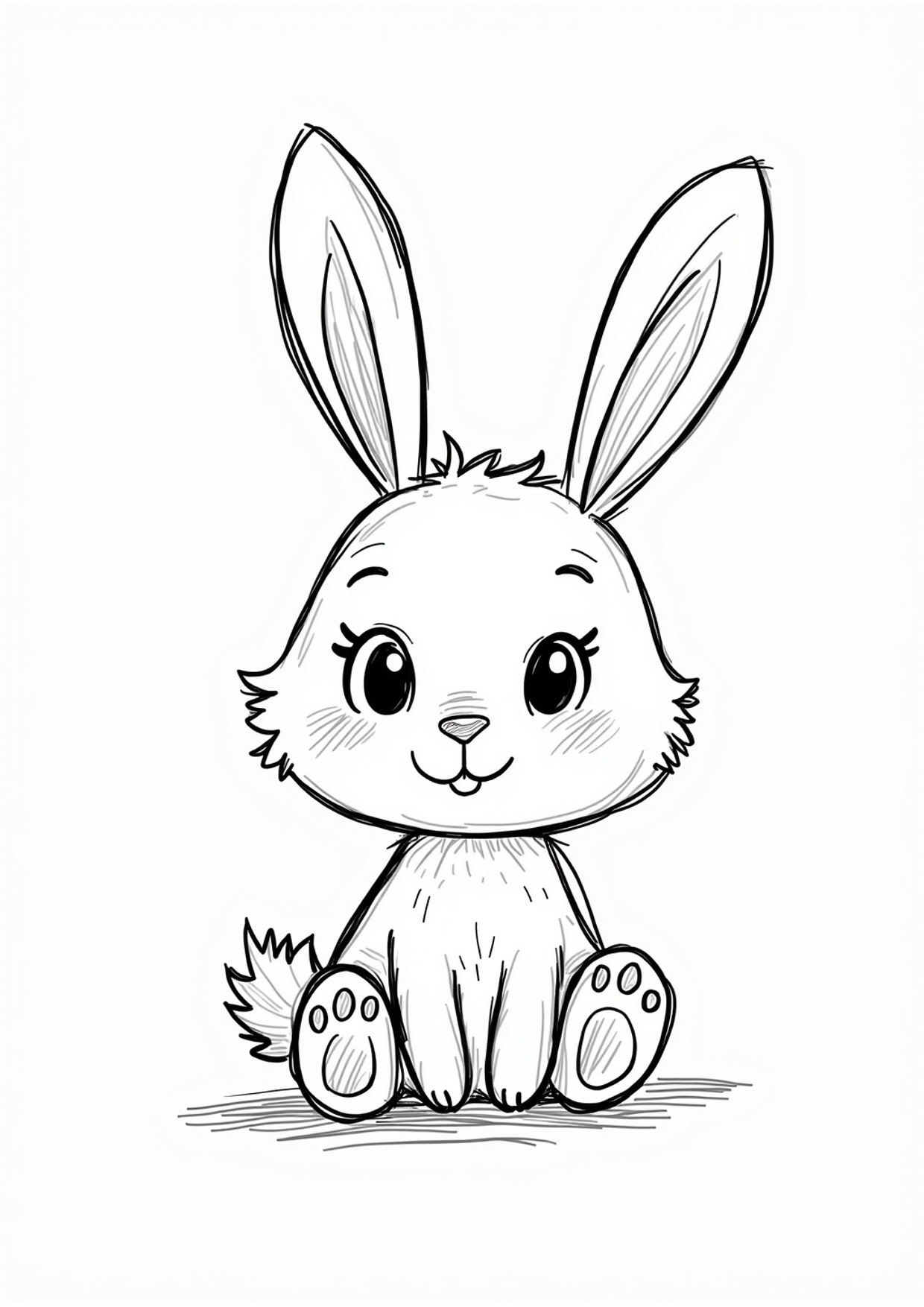 Ausmalbild Hase mit Löffelohren, kostenlos zum Ausdrucken