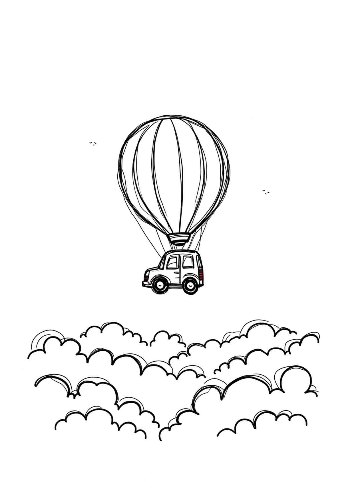 Ausmalbild Ausmalbild Heissluftballon am Himmel, kostenlos zum Ausdrucken