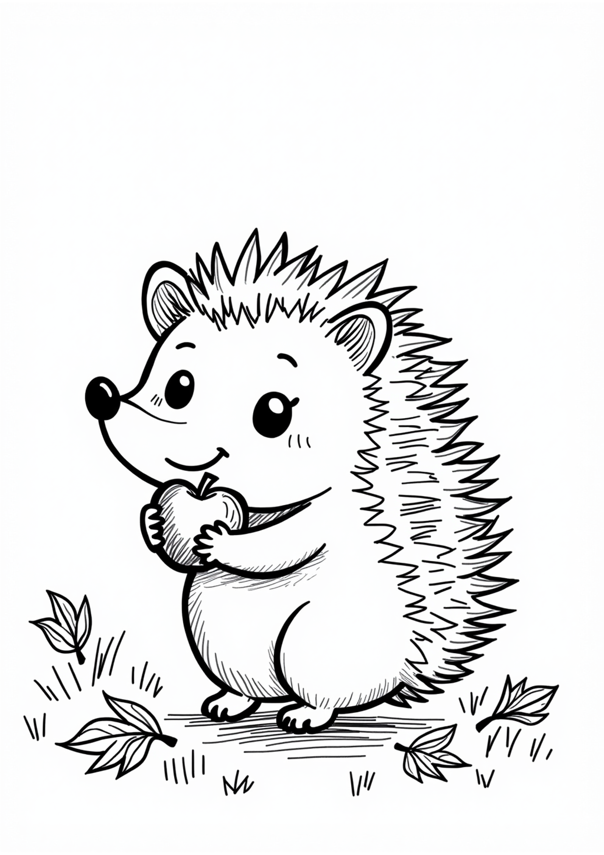 Ausmalbild Ausmalbild Igel mit Apfel, kostenlos zum Ausdrucken