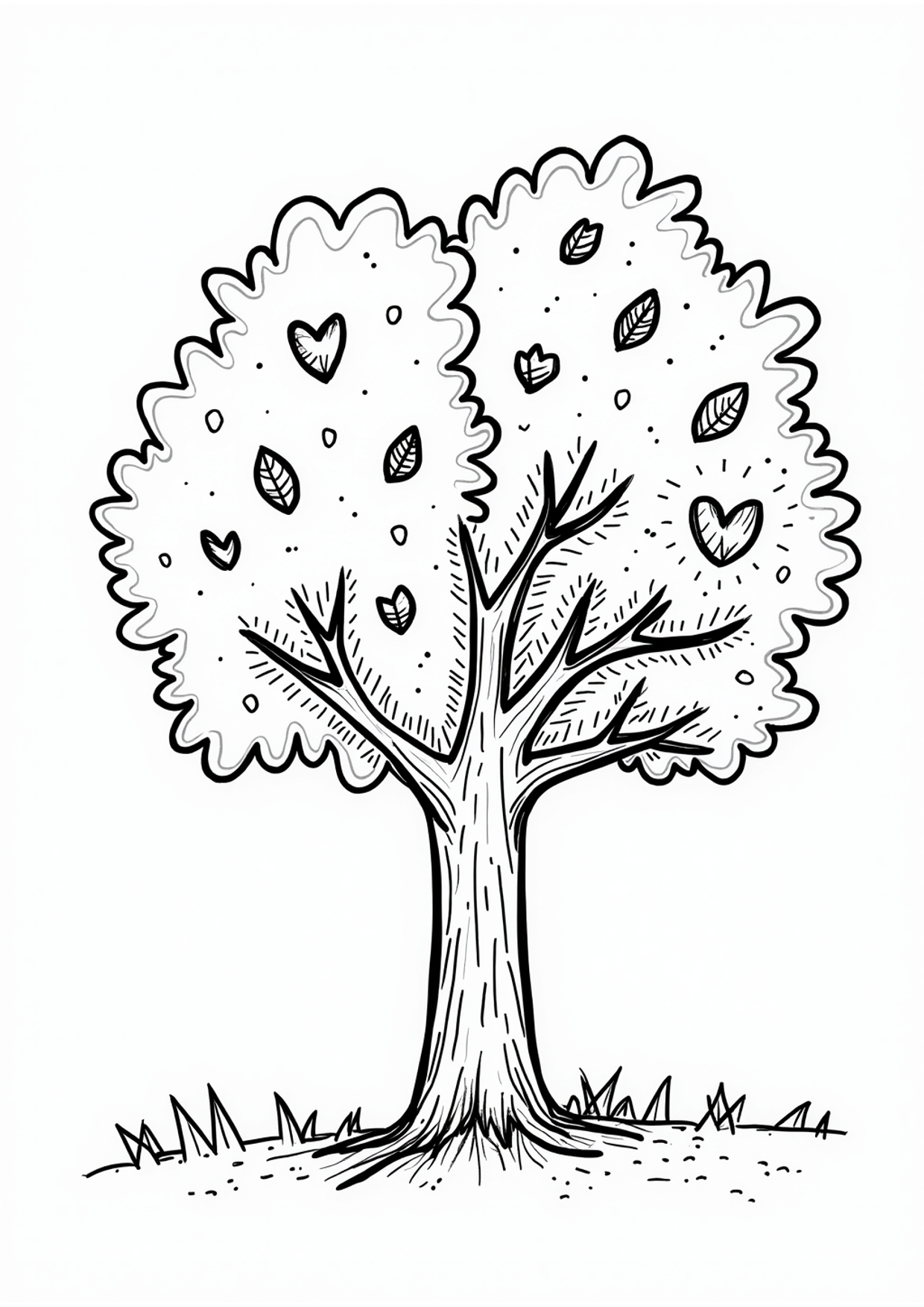 Ausmalbild Jahreszeitenbaum, kostenlos zum Ausdrucken