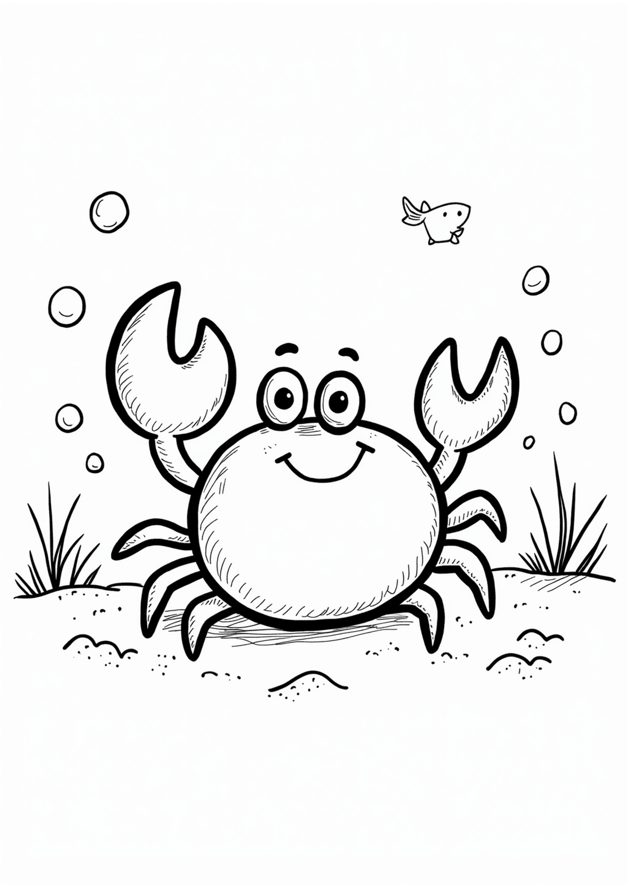 Ausmalbild Ausmalbild Krabbe am Strand, kostenlos zum Ausdrucken