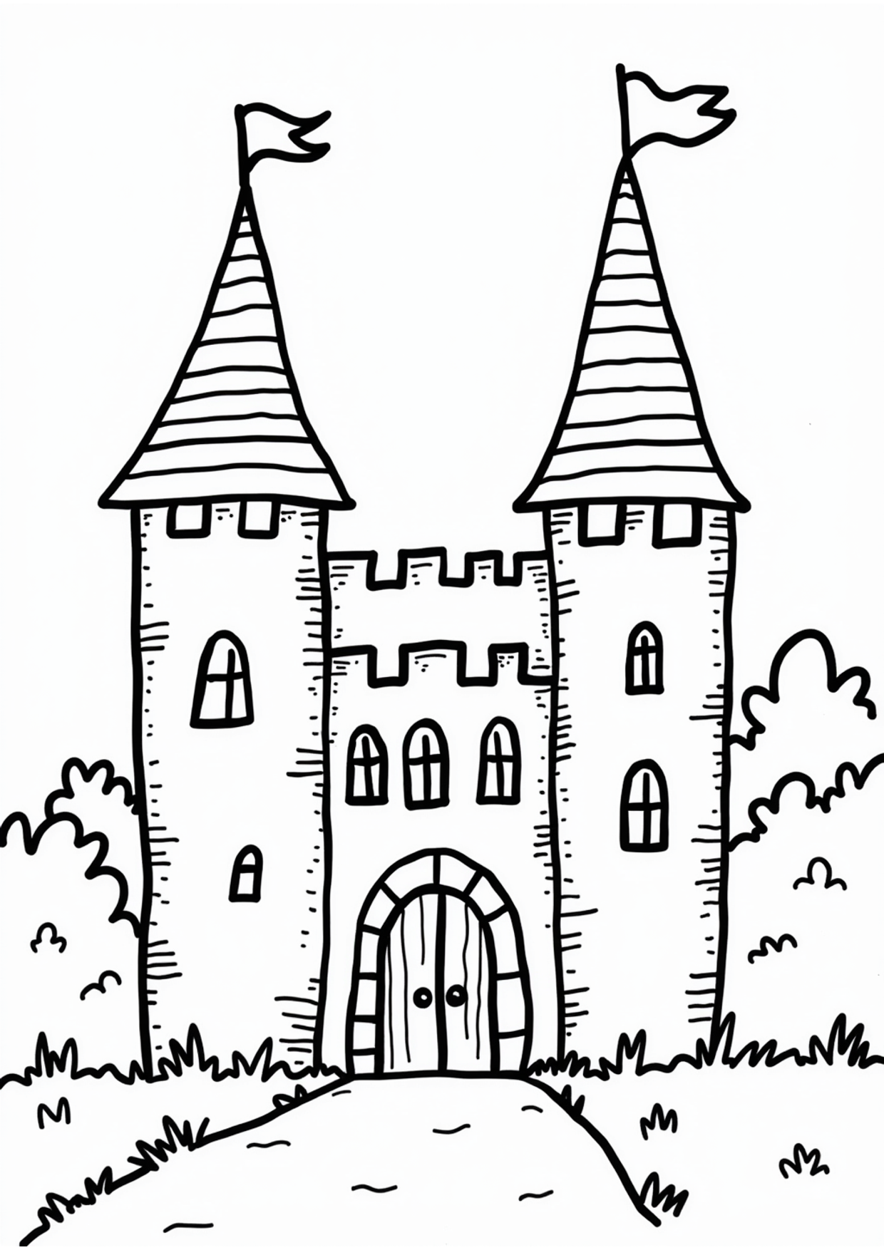 Ausmalbild Märchenschloss, kostenlos zum Ausdrucken