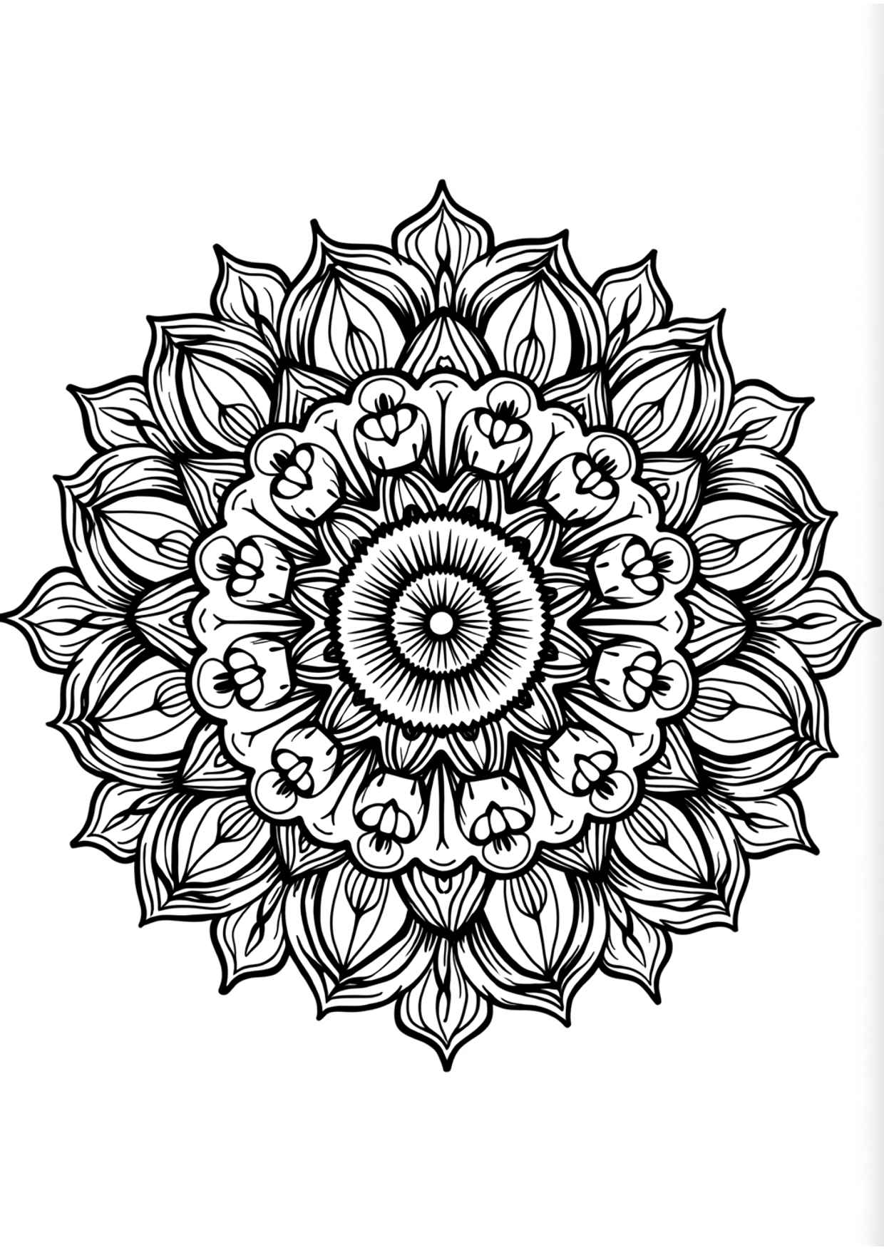 Ausmalbild Sommerblumen Mandala, kostenlos zum Ausdrucken