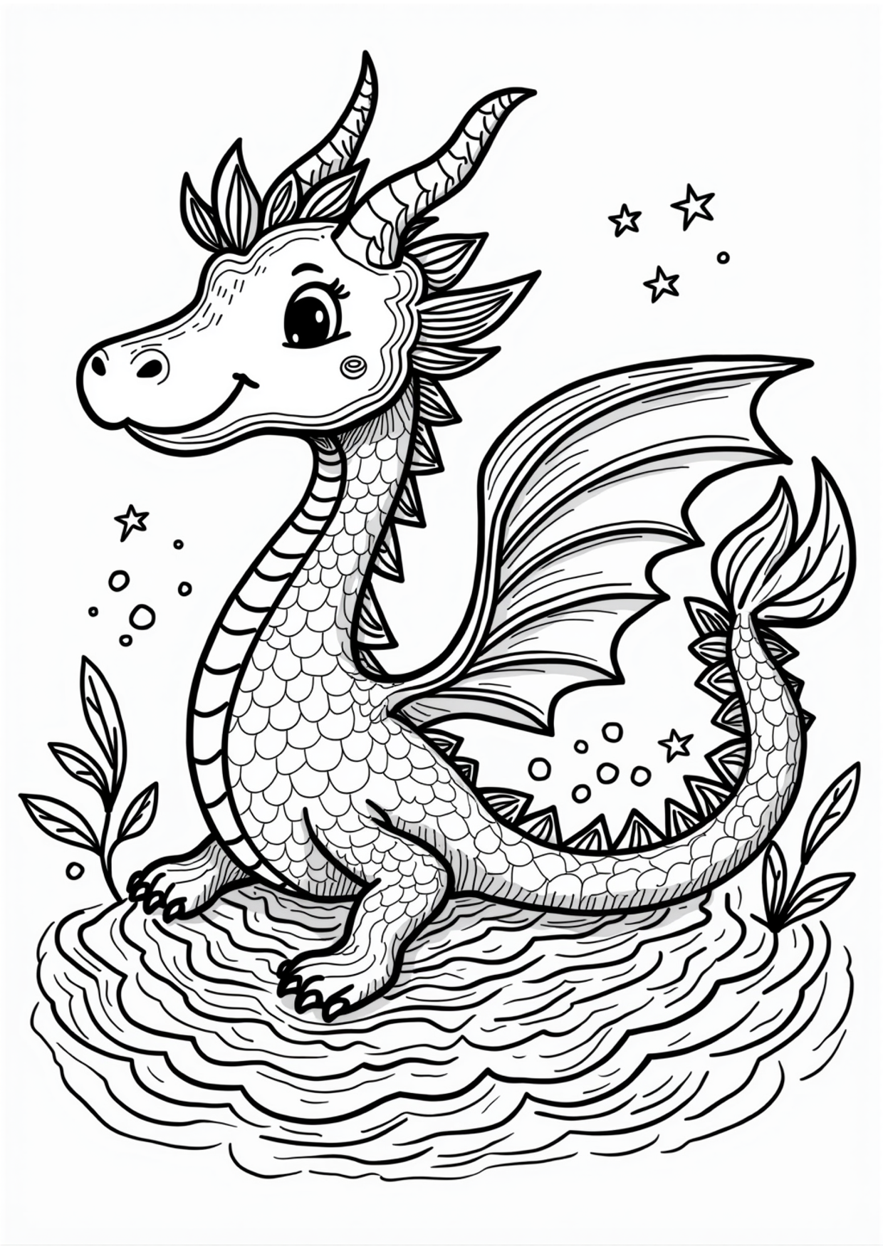 Ausmalbild Meeresdrache, kostenlos zum Ausdrucken