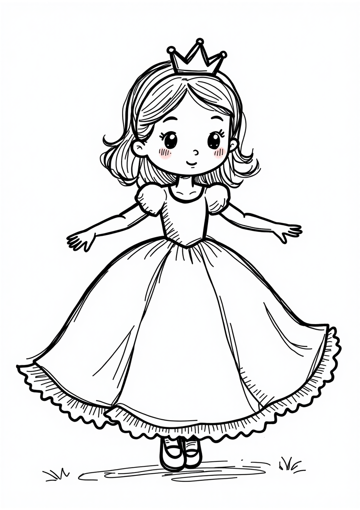Ausmalbild Ausmalbild Prinzessin im Ballkleid, kostenlos zum Ausdrucken
