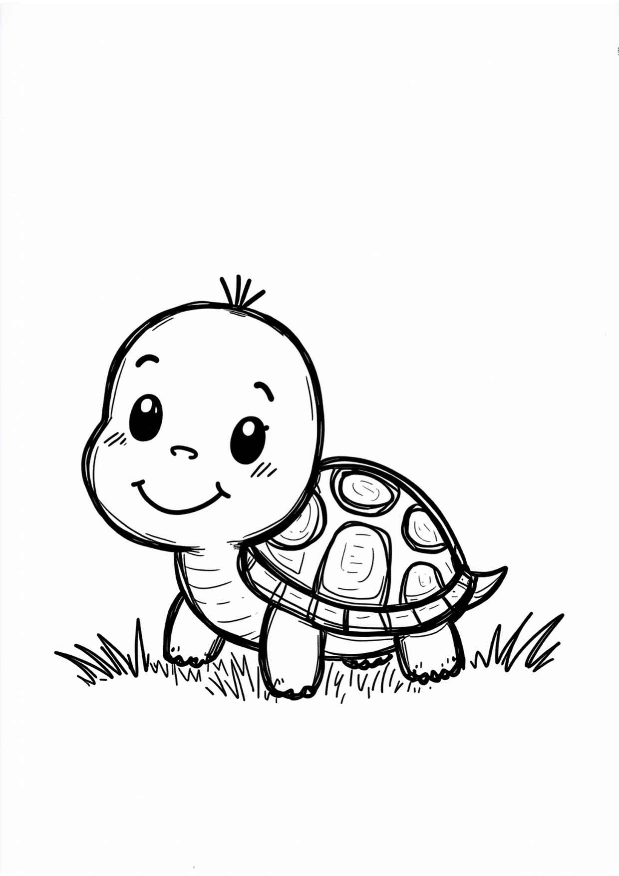 Ausmalbild Ausmalbild Schildkröte im Gras, kostenlos zum Ausdrucken