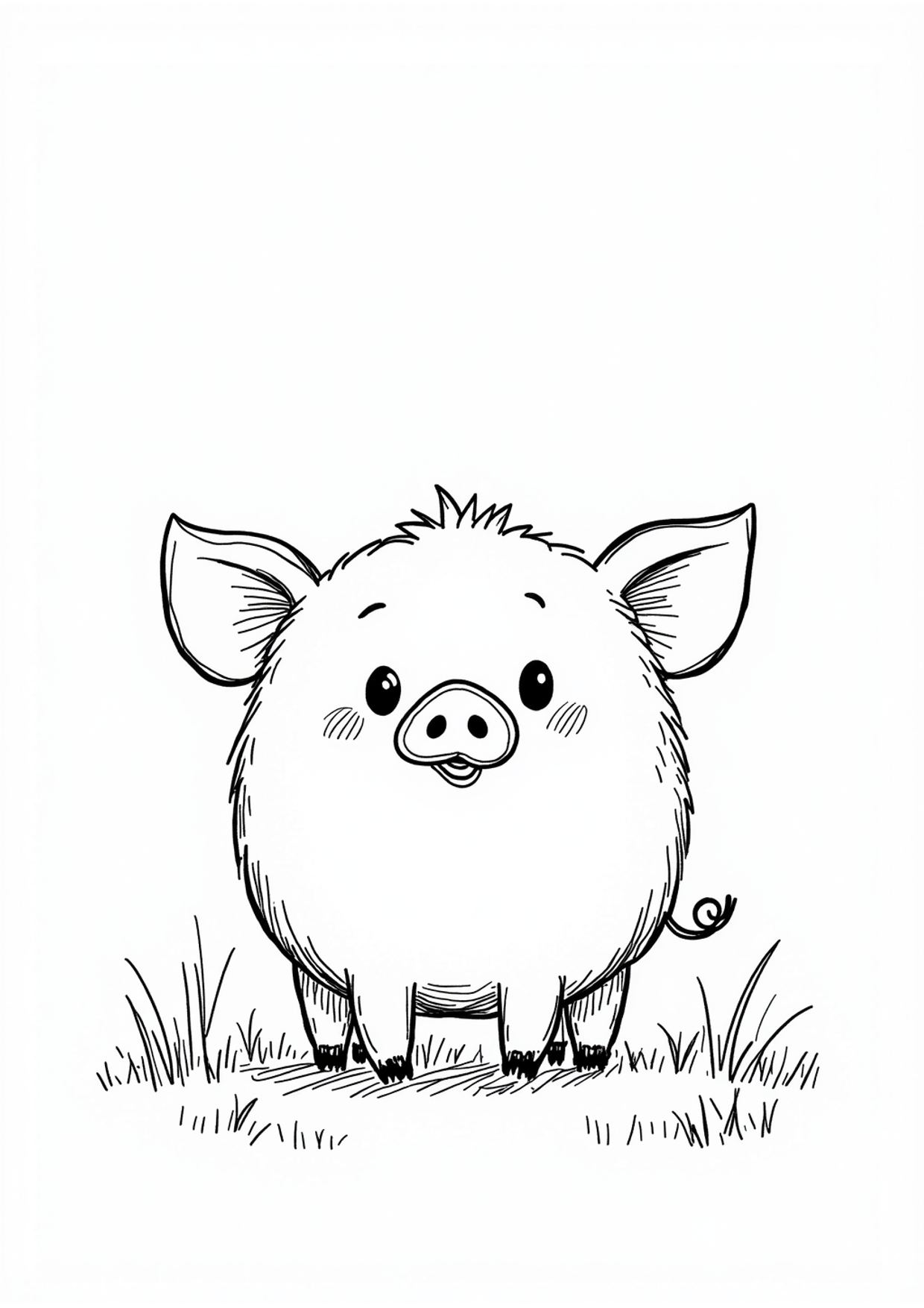 Ausmalbild Ausmalbild Schweinchen auf der Wiese, kostenlos zum Ausdrucken
