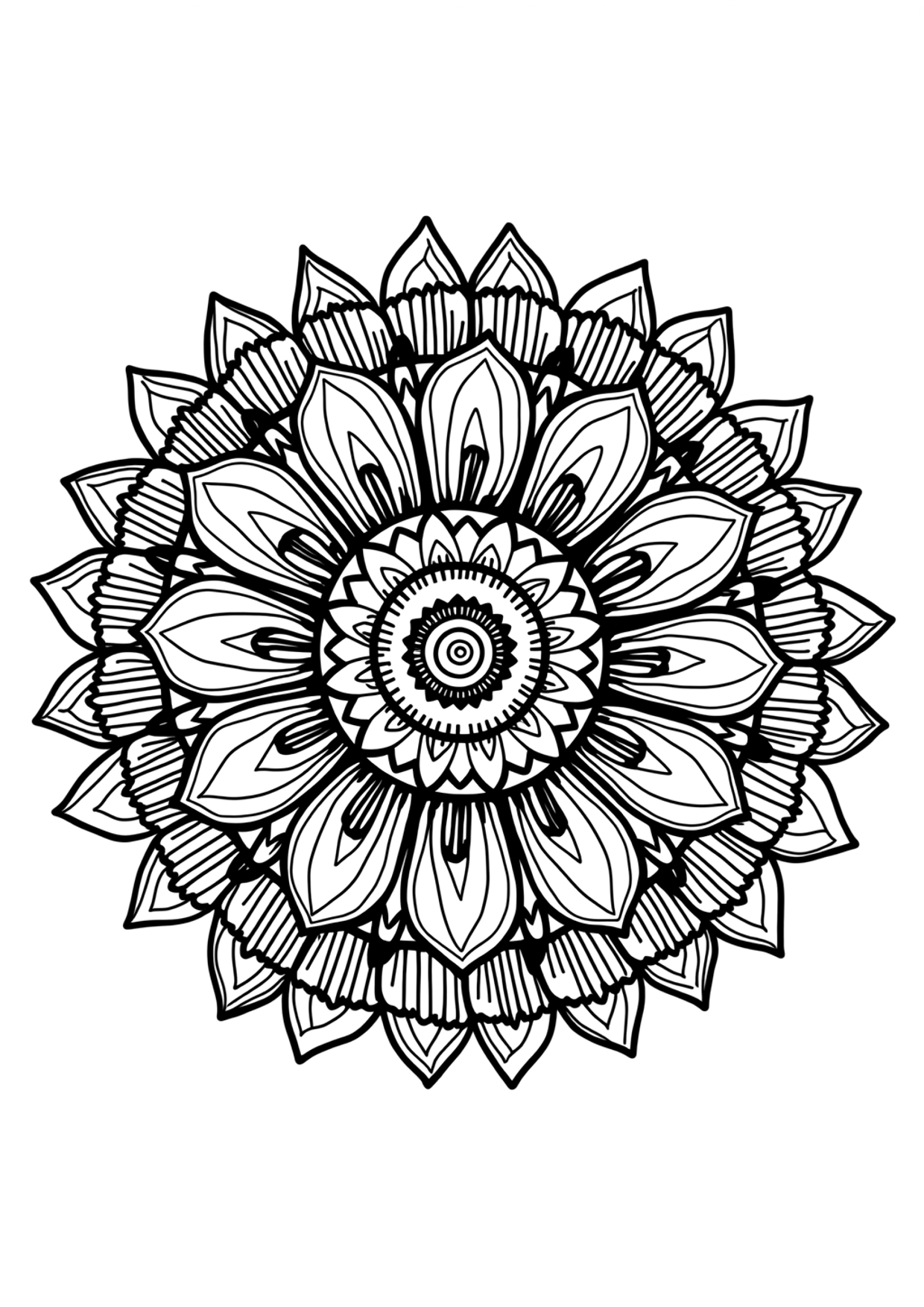 Ausmalbild Sommermandala, kostenlos zum Ausdrucken