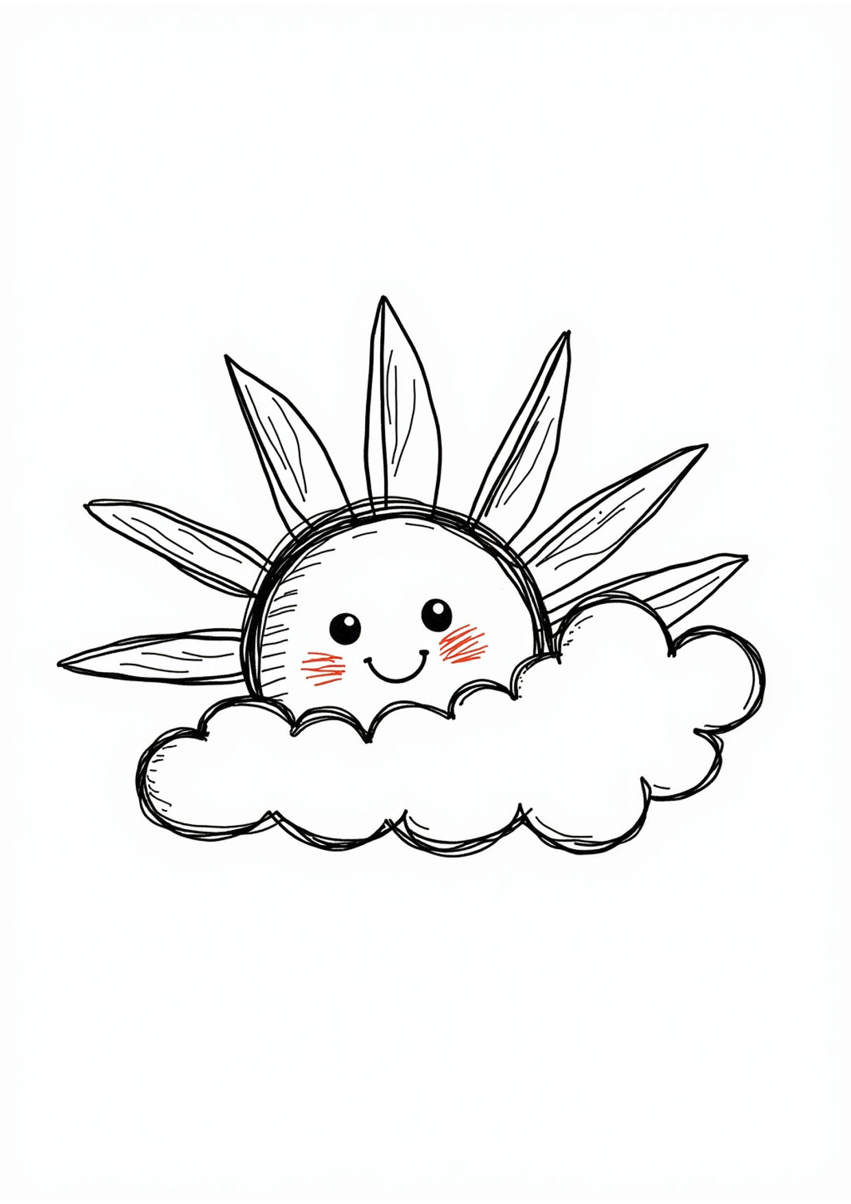 Ausmalbild Ausmalbild Sonne mit Wolke, kostenlos zum Ausdrucken