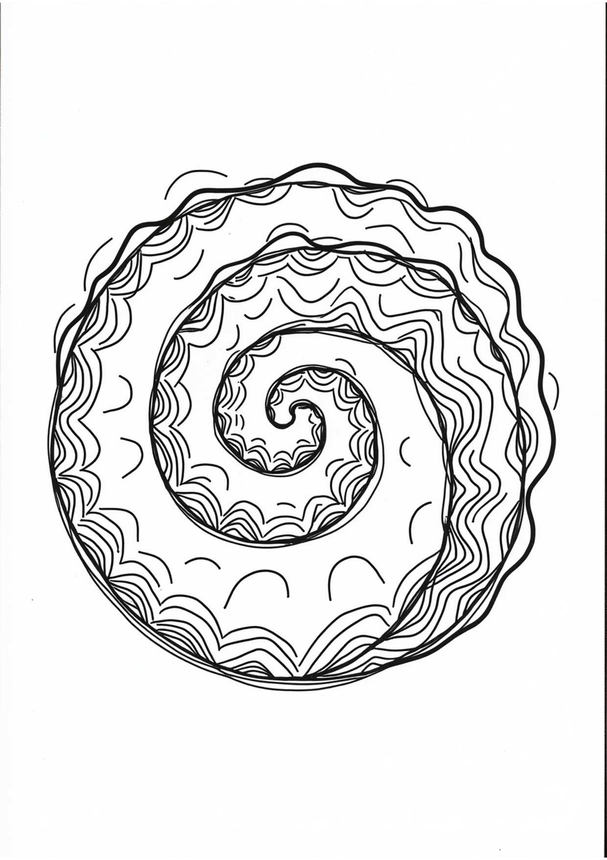 Ausmalbild Ausmalbild Spirale mit Wellen, kostenlos zum Ausdrucken