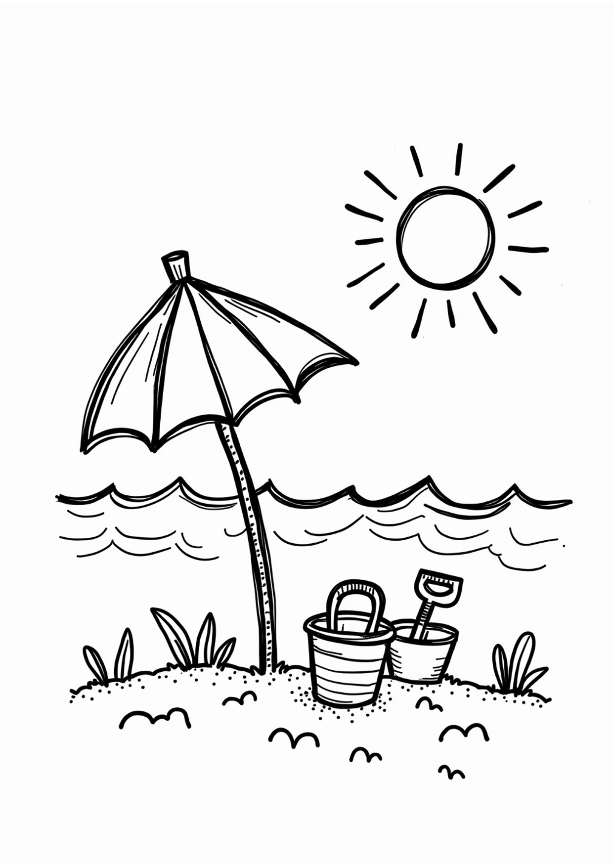 Ausmalbild Strandspielspaß, kostenlos zum Ausdrucken
