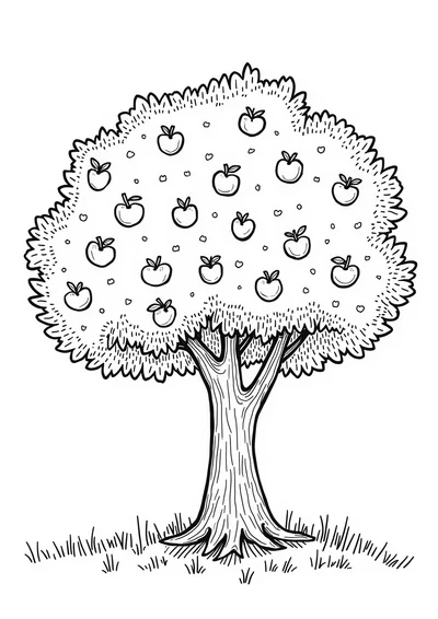 Apfelbaum, Ausmalbild zum kostenlosen Ausdrucken