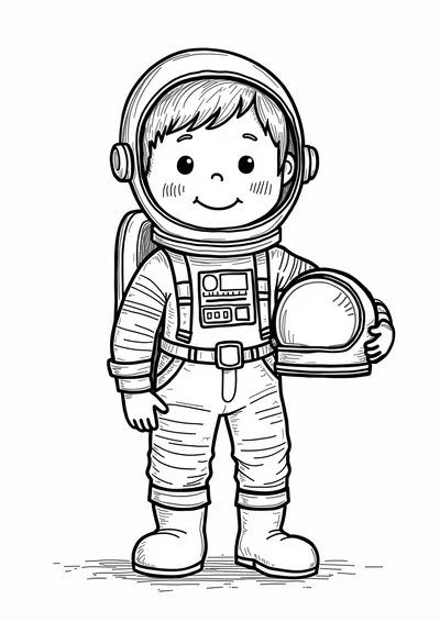Ausmalbild Astronautin im Raumanzug, Ausmalbild zum kostenlosen Ausdrucken