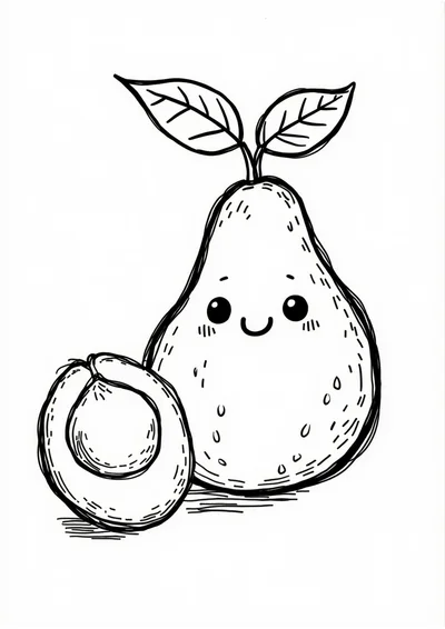 Avocadofreund, Ausmalbild zum kostenlosen Ausdrucken