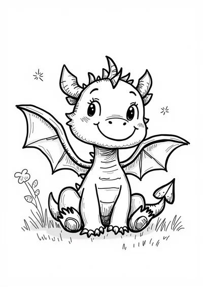 Babydrache, Ausmalbild zum kostenlosen Ausdrucken