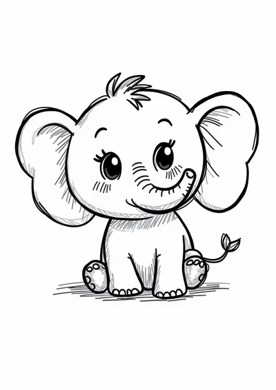 Babyelefant, Ausmalbild zum kostenlosen Ausdrucken