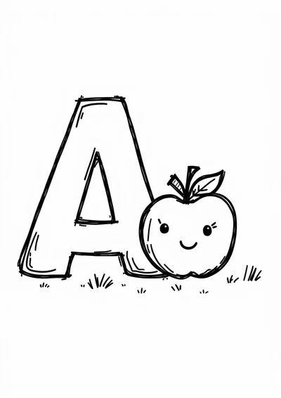 Ausmalbild Buchstabe A wie Apfel, Ausmalbild zum kostenlosen Ausdrucken
