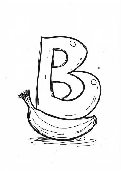 Ausmalbild Buchstabe B wie Banane, Ausmalbild zum kostenlosen Ausdrucken