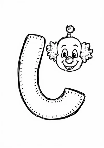 Ausmalbild Buchstabe C wie Clown, Ausmalbild zum kostenlosen Ausdrucken