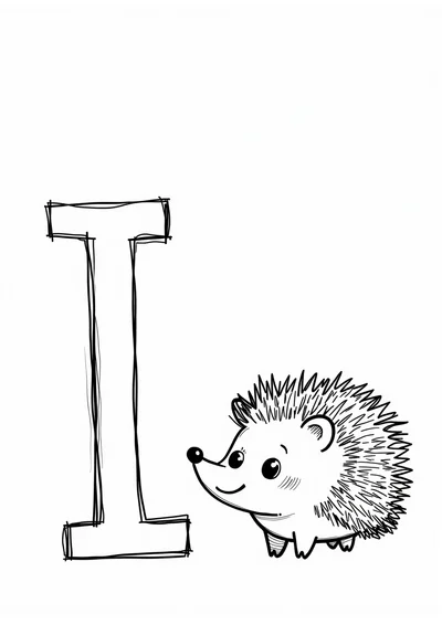Ausmalbild Buchstabe I wie Igel, Ausmalbild zum kostenlosen Ausdrucken