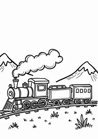 Dampflokomotive, Ausmalbild zum kostenlosen Ausdrucken