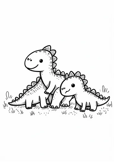 Dinofamilie, Ausmalbild zum kostenlosen Ausdrucken