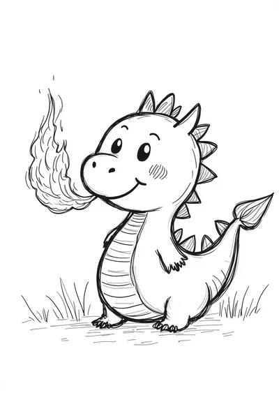 Drache pustet Feuer, Ausmalbild zum kostenlosen Ausdrucken