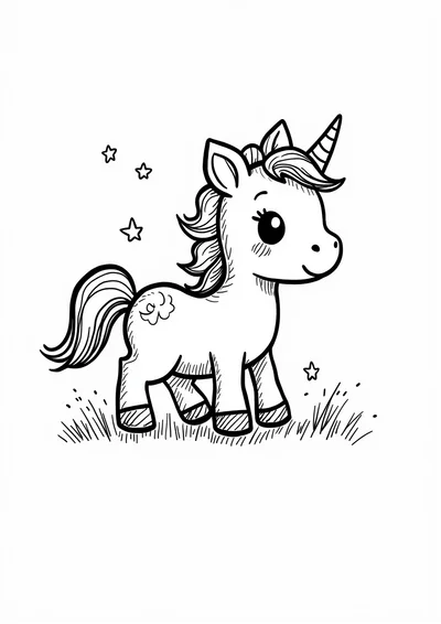 Ausmalbild Einhornfohlen, Ausmalbild zum kostenlosen Ausdrucken