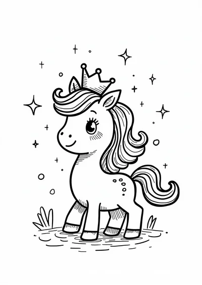 Ausmalbild Einhorn mit Krone, Ausmalbild zum kostenlosen Ausdrucken
