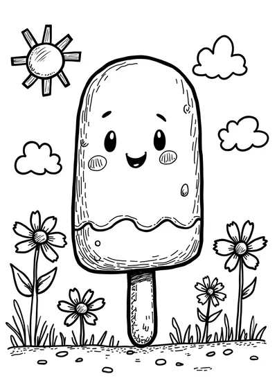 Riesiges Eis am Stiel, Ausmalbild zum kostenlosen Ausdrucken