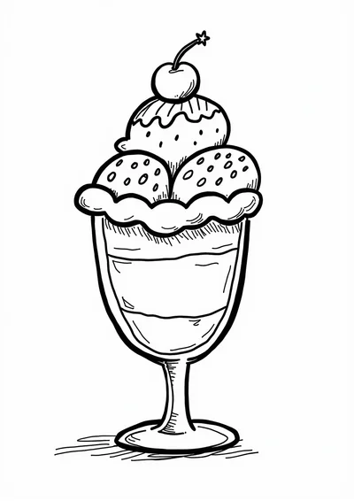 Ausmalbild Eisbecher mit Streuseln, Ausmalbild zum kostenlosen Ausdrucken
