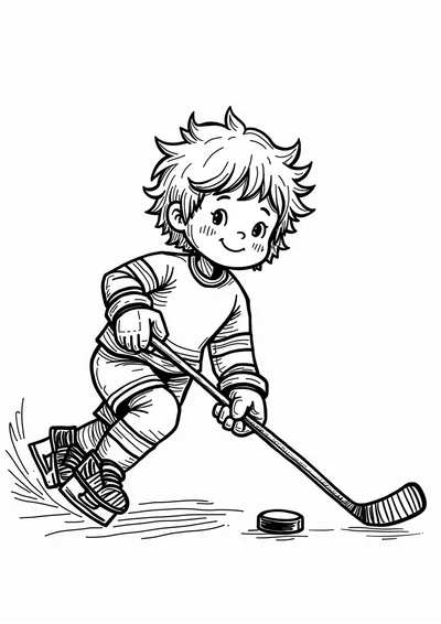 Ausmalbild Eishockeyspieler mit Puck, Ausmalbild zum kostenlosen Ausdrucken