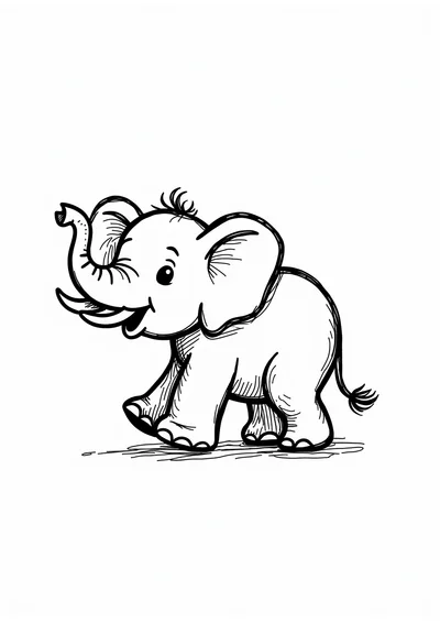 Elefant mit Rüssel, Ausmalbild zum kostenlosen Ausdrucken