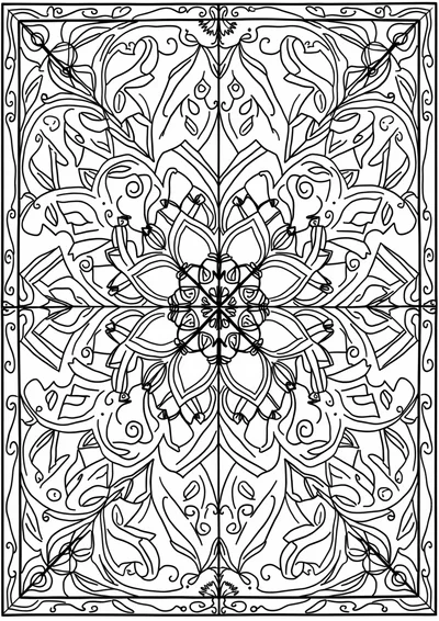 Geometrisches Sommermuster, Ausmalbild zum kostenlosen Ausdrucken