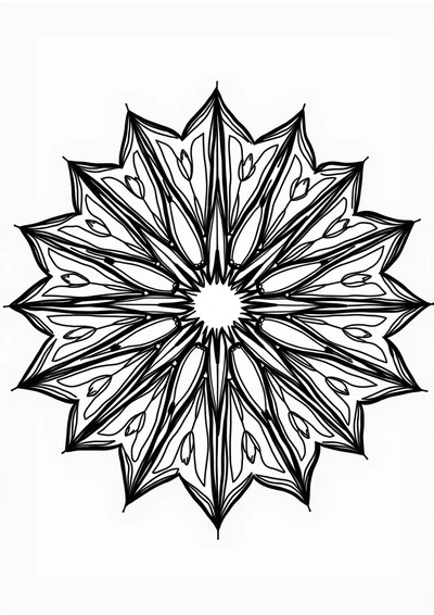 Ausmalbild Geometrisches Sternmandala, Ausmalbild zum kostenlosen Ausdrucken