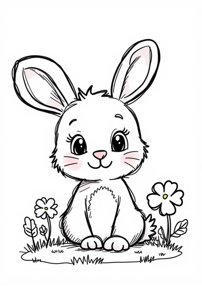 Ausmalbild Hase im Klee, Ausmalbild zum kostenlosen Ausdrucken