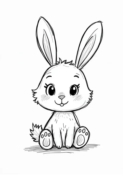 Hase mit Löffelohren, Ausmalbild zum kostenlosen Ausdrucken