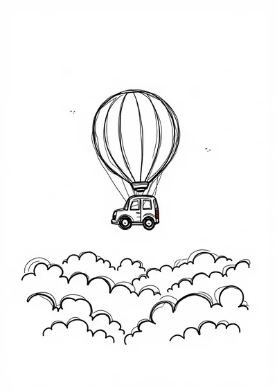Ausmalbild Heissluftballon am Himmel, Ausmalbild zum kostenlosen Ausdrucken