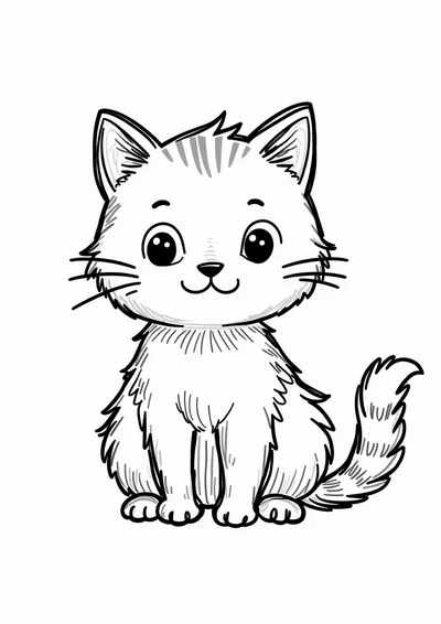 Katze mit runden Augen, Ausmalbild zum kostenlosen Ausdrucken