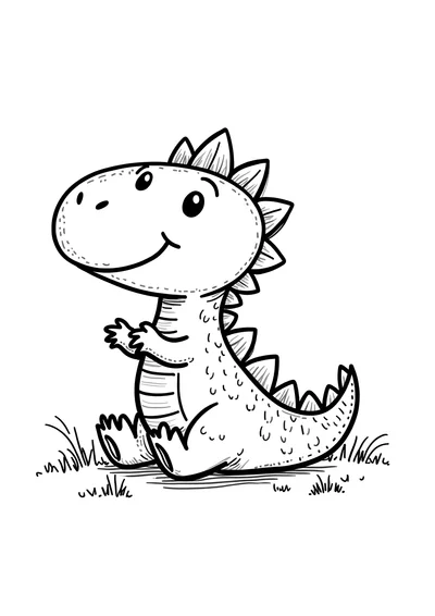 Kleiner Stegosaurus auf der Wiese, Ausmalbild zum kostenlosen Ausdrucken