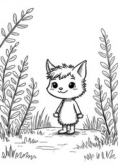 Ausmalbild Kobold im Wald, Ausmalbild zum kostenlosen Ausdrucken