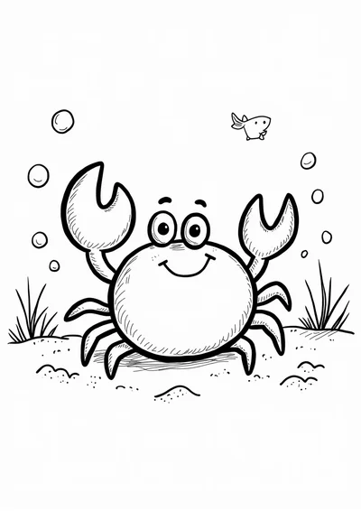 Ausmalbild Krabbe am Strand, Ausmalbild zum kostenlosen Ausdrucken