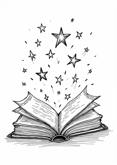 Ausmalbild Magisches Buch, Ausmalbild zum kostenlosen Ausdrucken