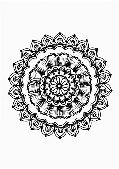 Geometrisch florales Mandala, Ausmalbild zum kostenlosen Ausdrucken